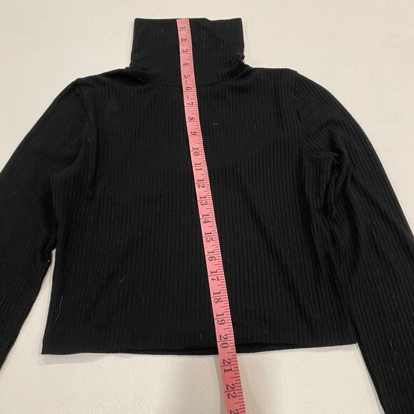 Madewell Black Ribbed Mock Neck Long Sleeve Crop Top Women’s Size XS - Picture 4 of 4